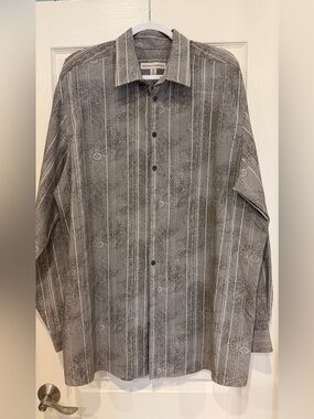 Men’s Pronto Uomo Gray Patterned Button-Up Shirt